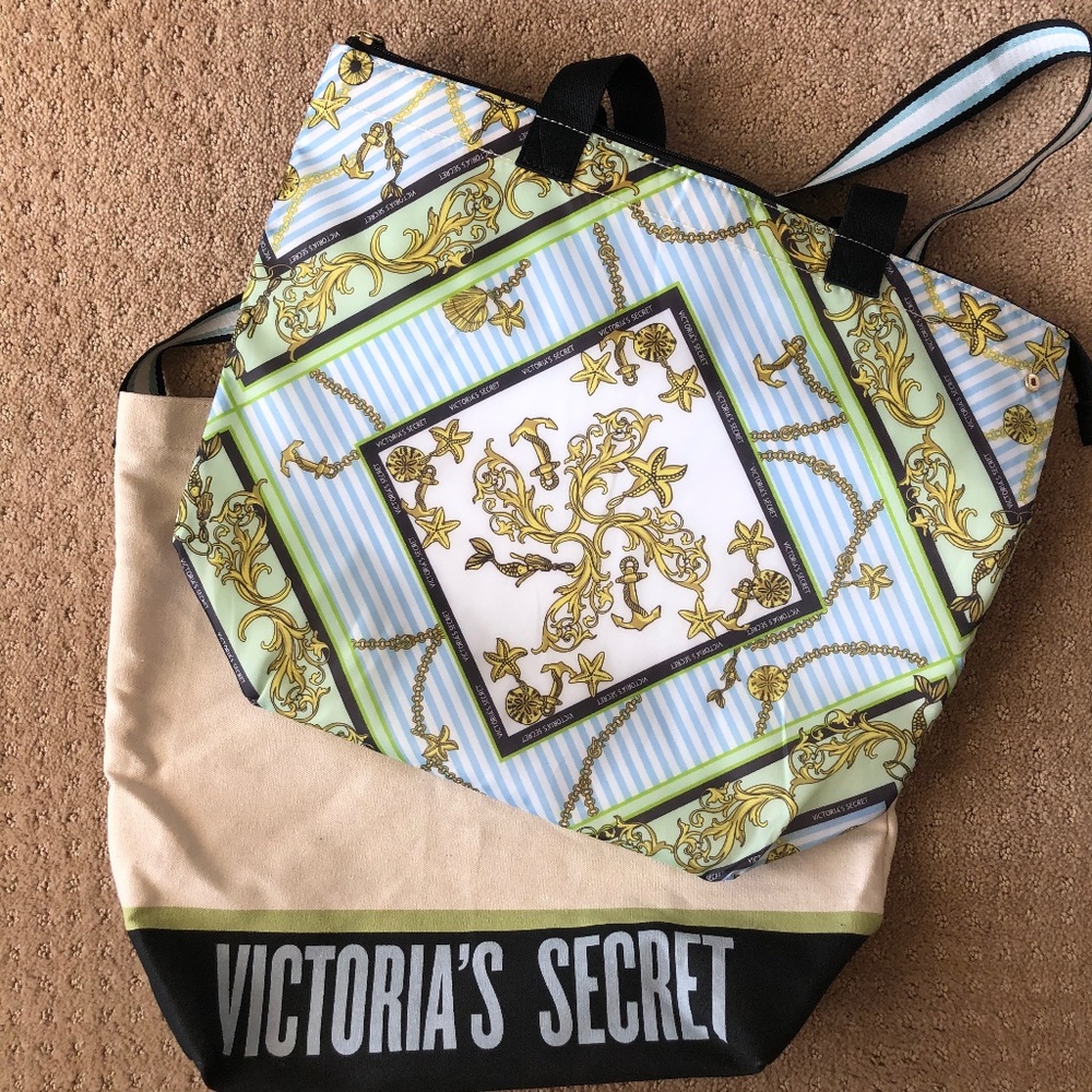 VICTORIAS SECRET TOTE BAGS, TWO PIECE SET, NEW WITH TAGS